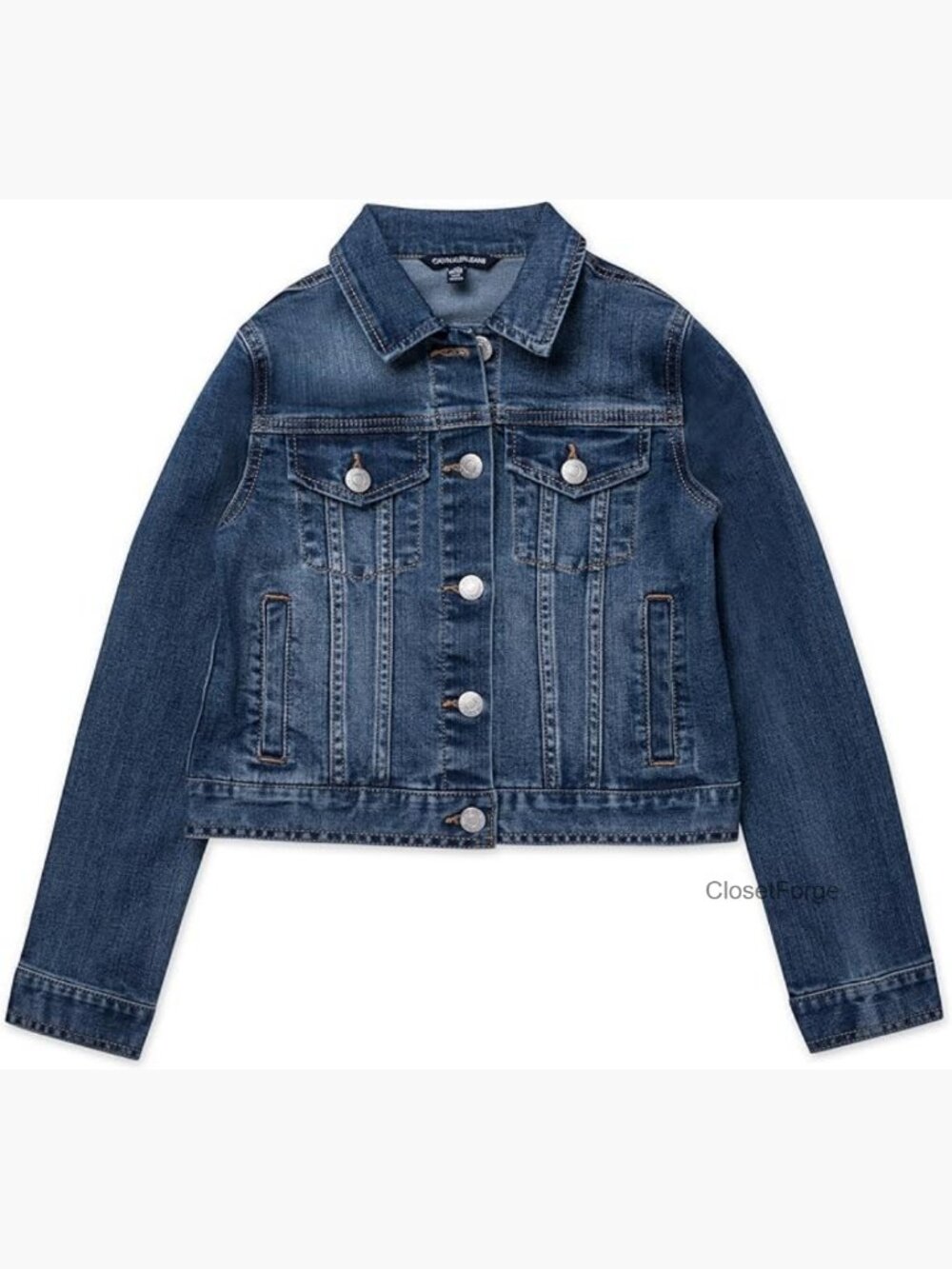 Stretch Denim Button-Front Jacket, Classic Girls Jean Jacket